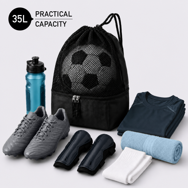Trilkicker 35L Sports Drawstring Bag – Black