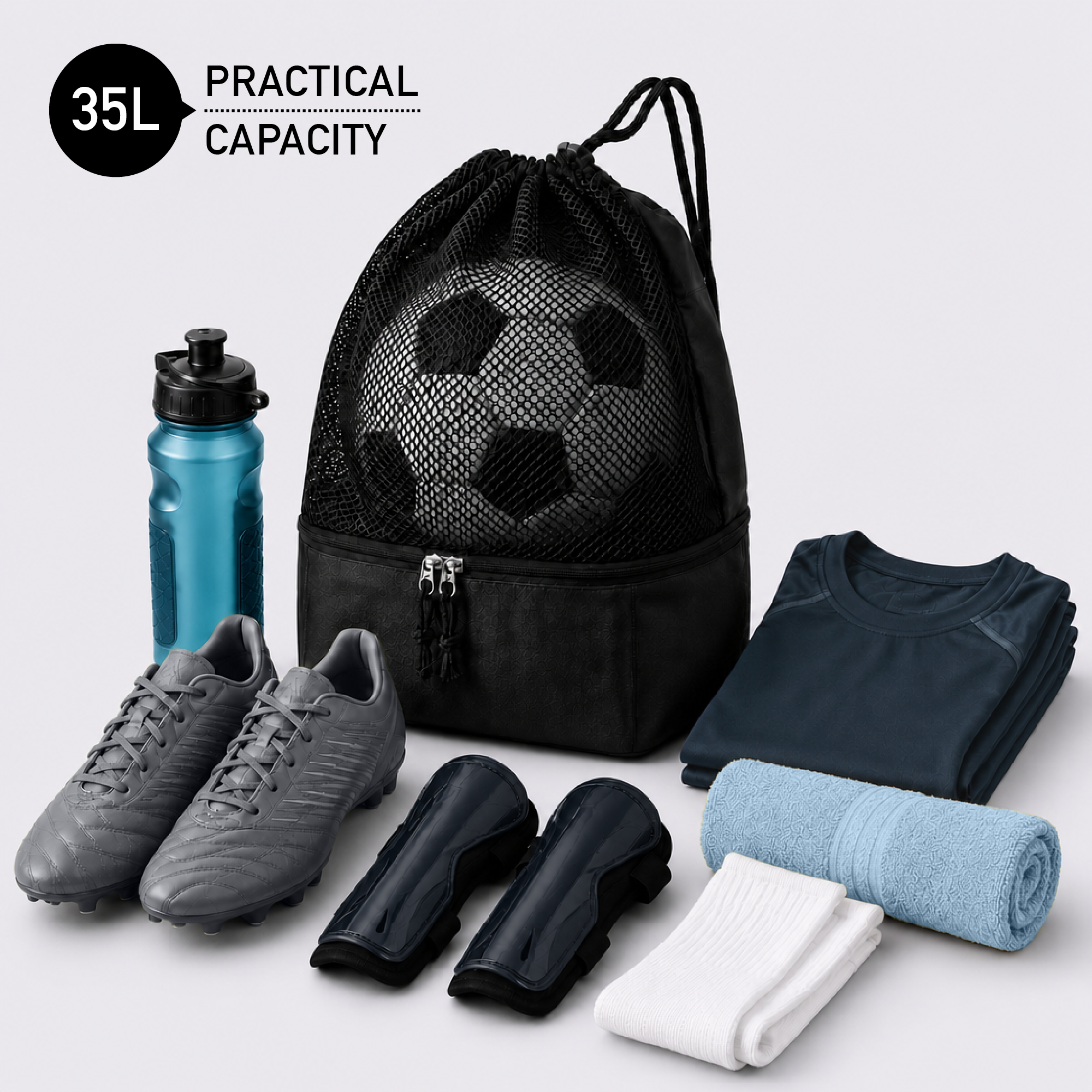 Trilkicker 35L Sports Drawstring Bag – Black - 图片 2